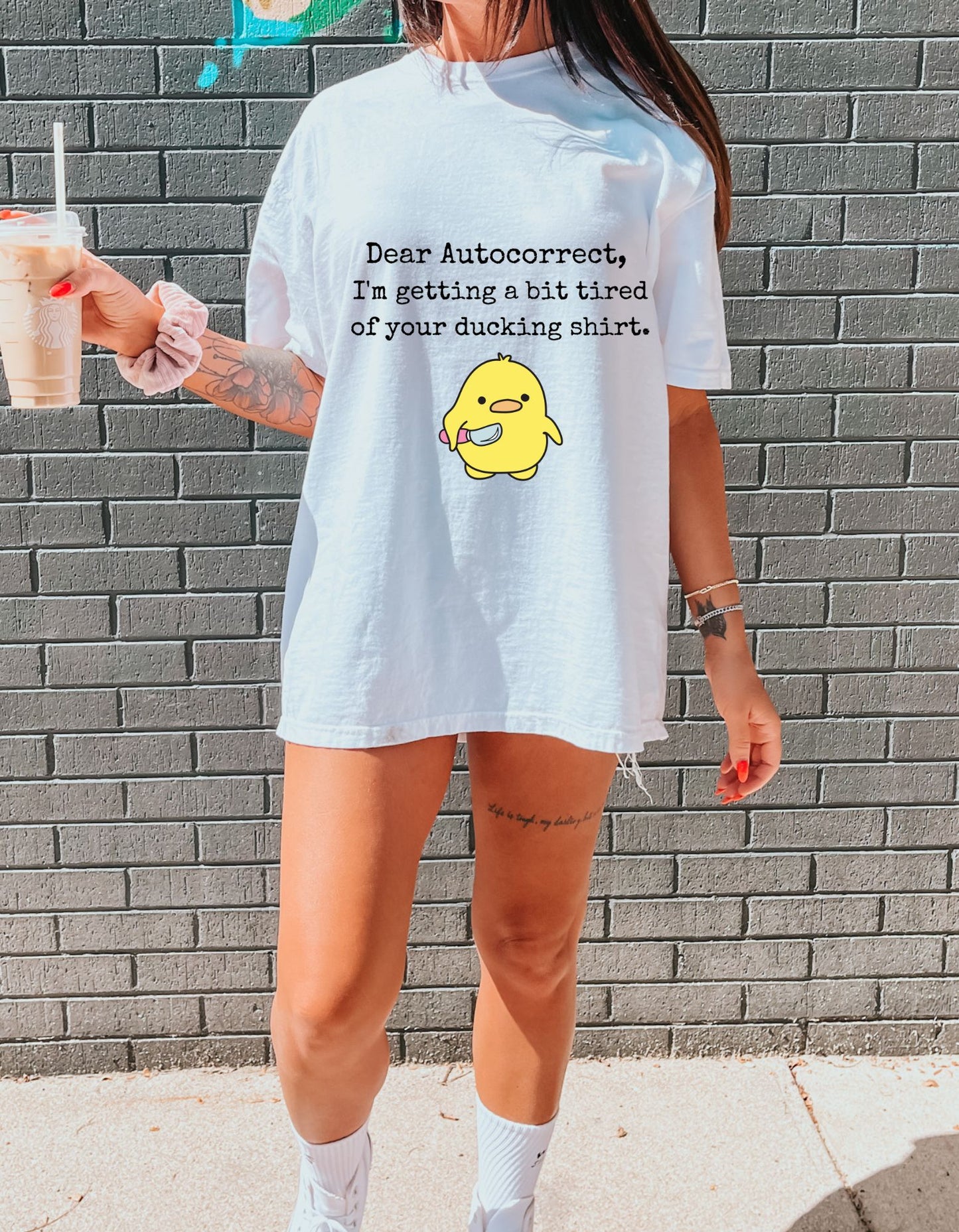 Duck This Autocorrect Cotton Tee: Tired of the Ducking Shenanigans!