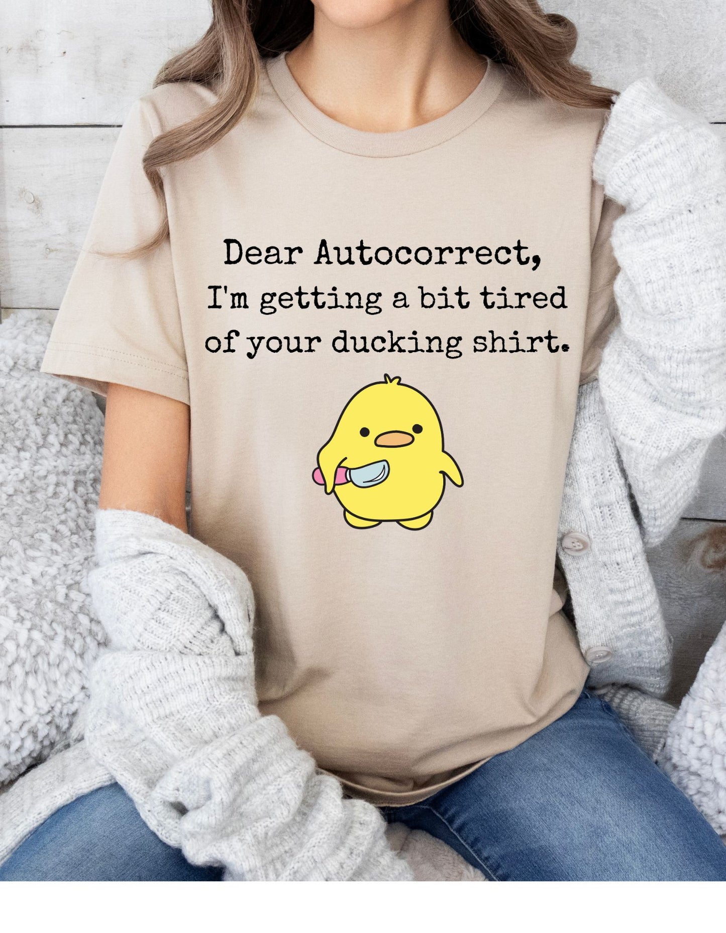 Duck This Autocorrect Cotton Tee: Tired of the Ducking Shenanigans!