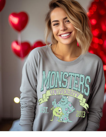 Monsters University Retro Vibes Crewneck: A Vintage Tale of Frights and Fun!