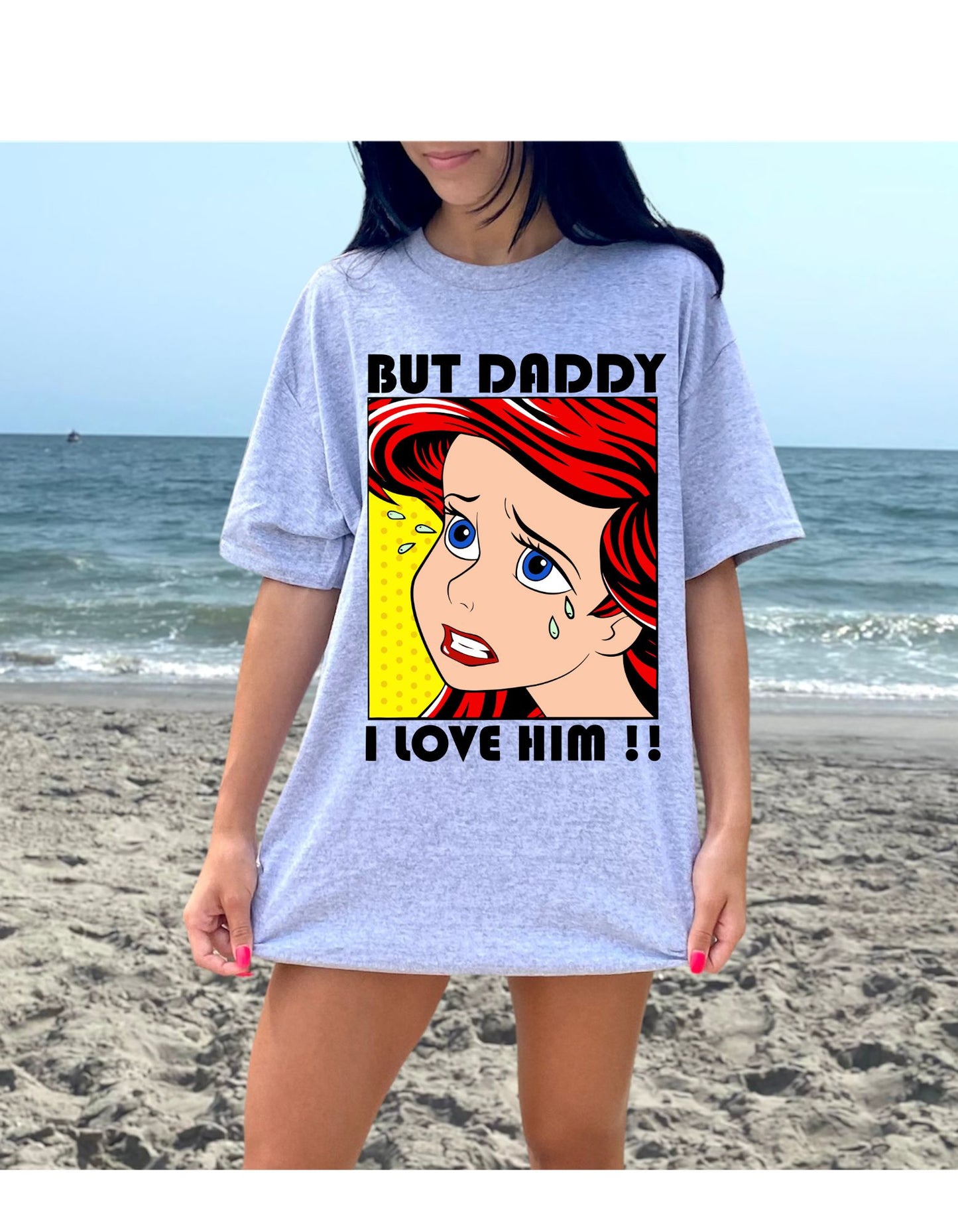 Daddy, I Love Him! Ariel Retro Comic Cotton Tee: Dive into Disney Nostalgia with a Splash of Sass!