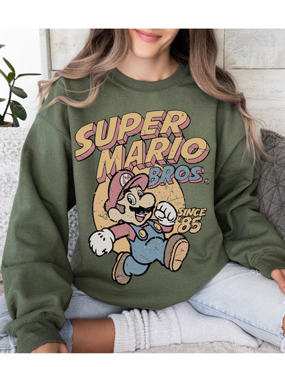 Retro 80s Supero Mario Bros Sweater - Nostalgic Gaming Chic