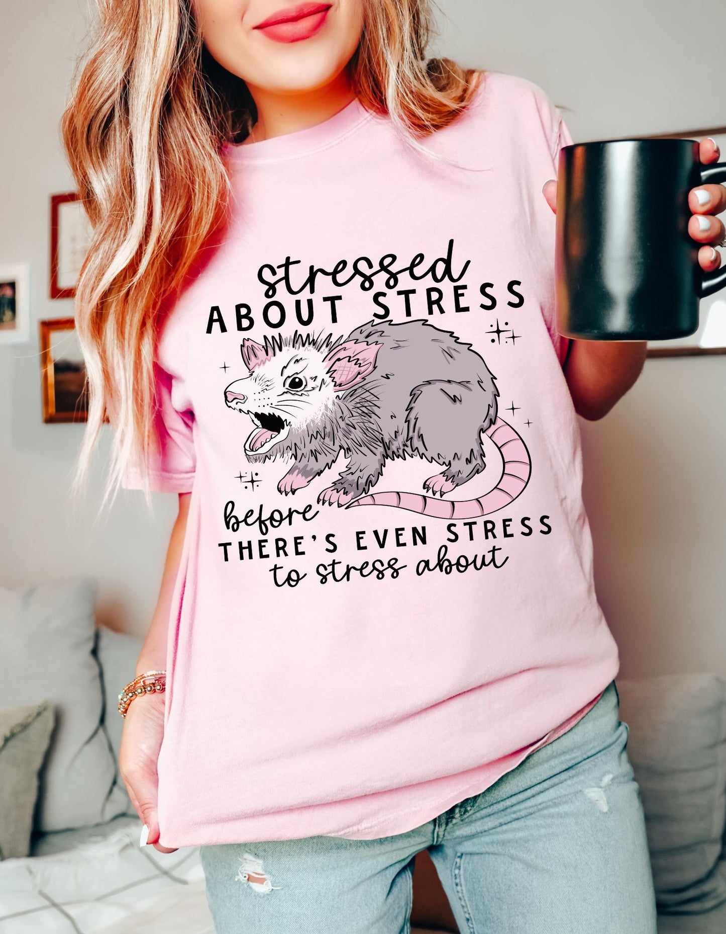 Possum Wisdom Unisex Soft Tee: Stressed About Stress Before There's Stress to Even Stress About