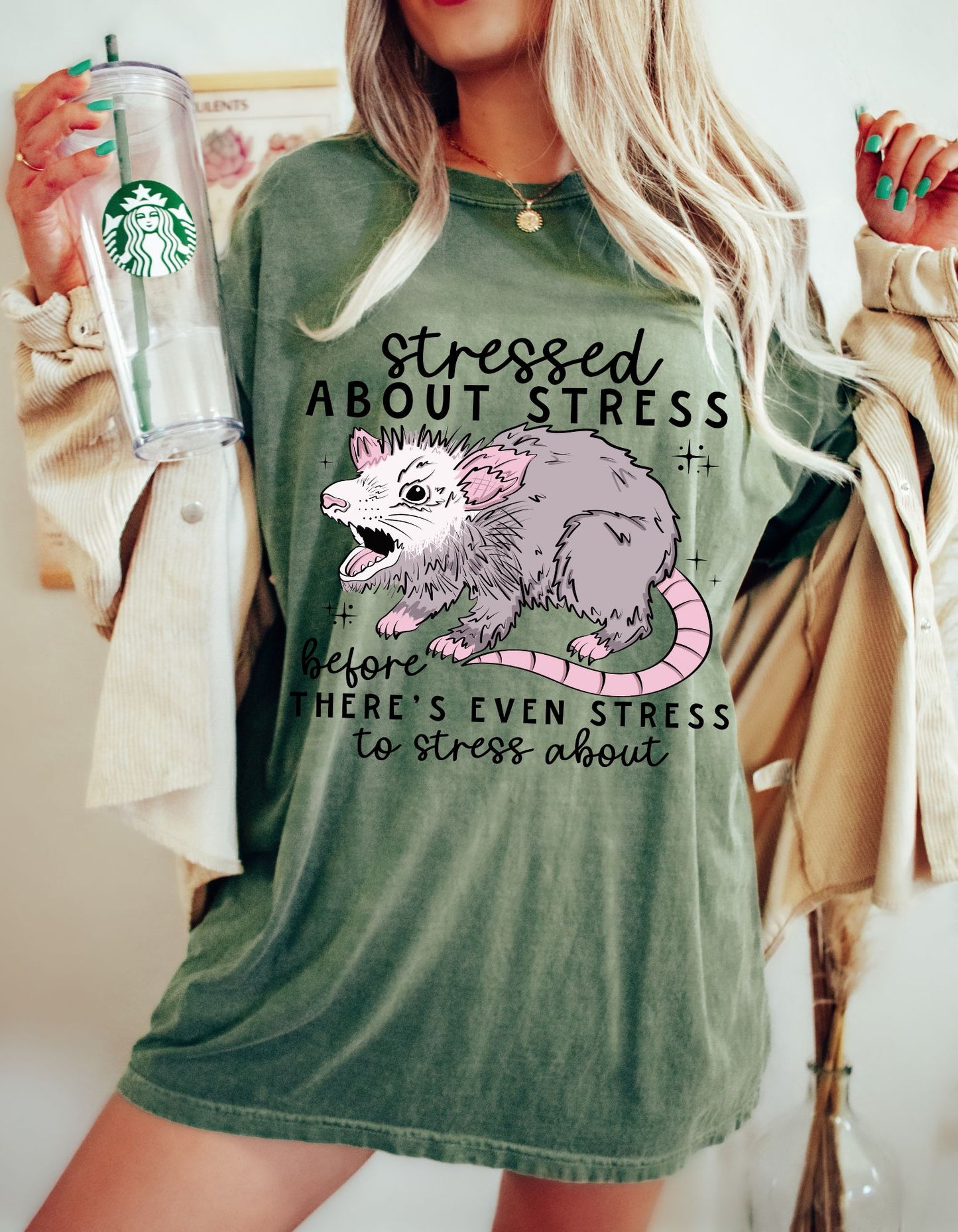 Possum Wisdom Unisex Soft Tee: Stressed About Stress Before There's Stress to Even Stress About