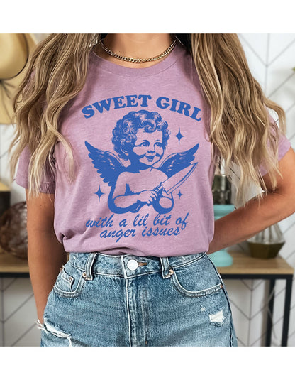 Angelic Fury: Sweet Girl with a Dash of Sass Cotton Tee