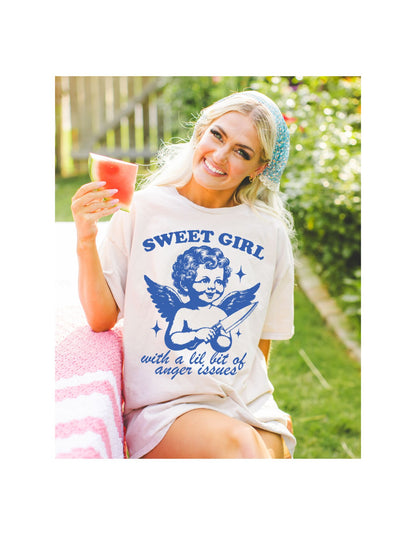 Angelic Fury: Sweet Girl with a Dash of Sass Cotton Tee