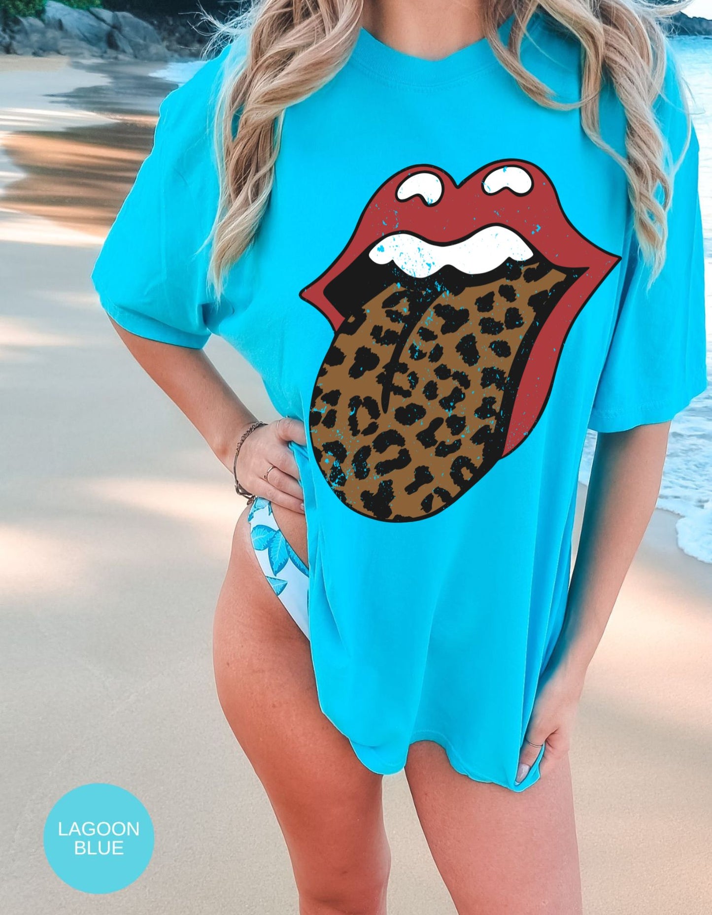 Wild Kiss Rocker Tee with Leopard Print Tongue