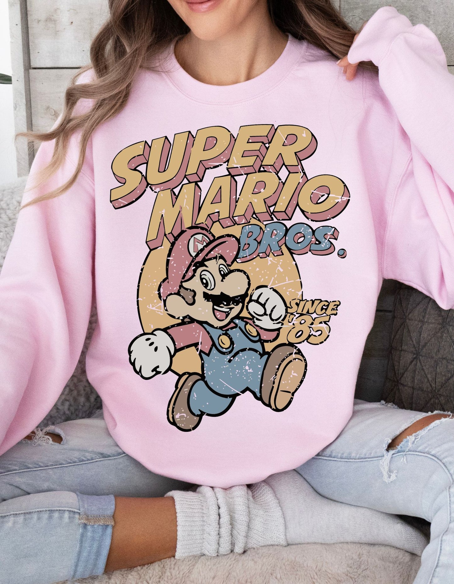 Retro 80s Supero Mario Bros Sweater - Nostalgic Gaming Chic