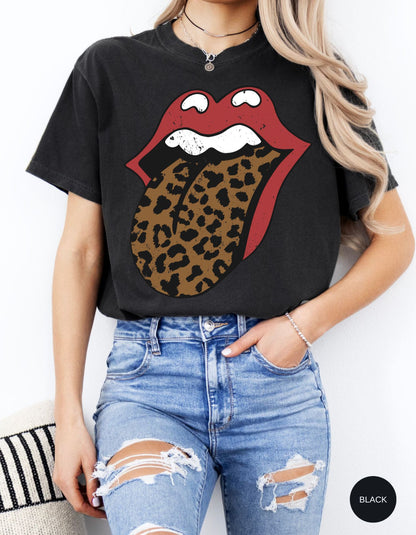 Wild Kiss Rocker Tee with Leopard Print Tongue