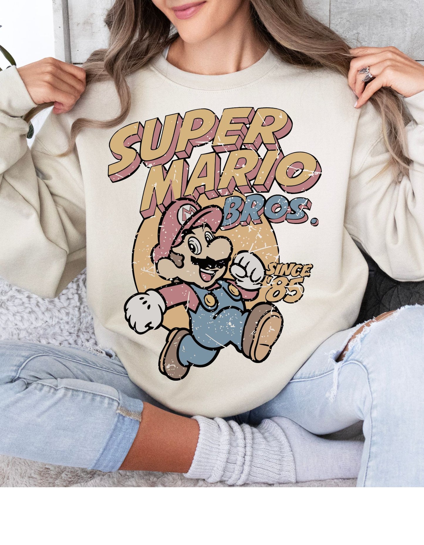 Retro 80s Supero Mario Bros Sweater - Nostalgic Gaming Chic