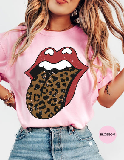 Wild Kiss Rocker Tee with Leopard Print Tongue