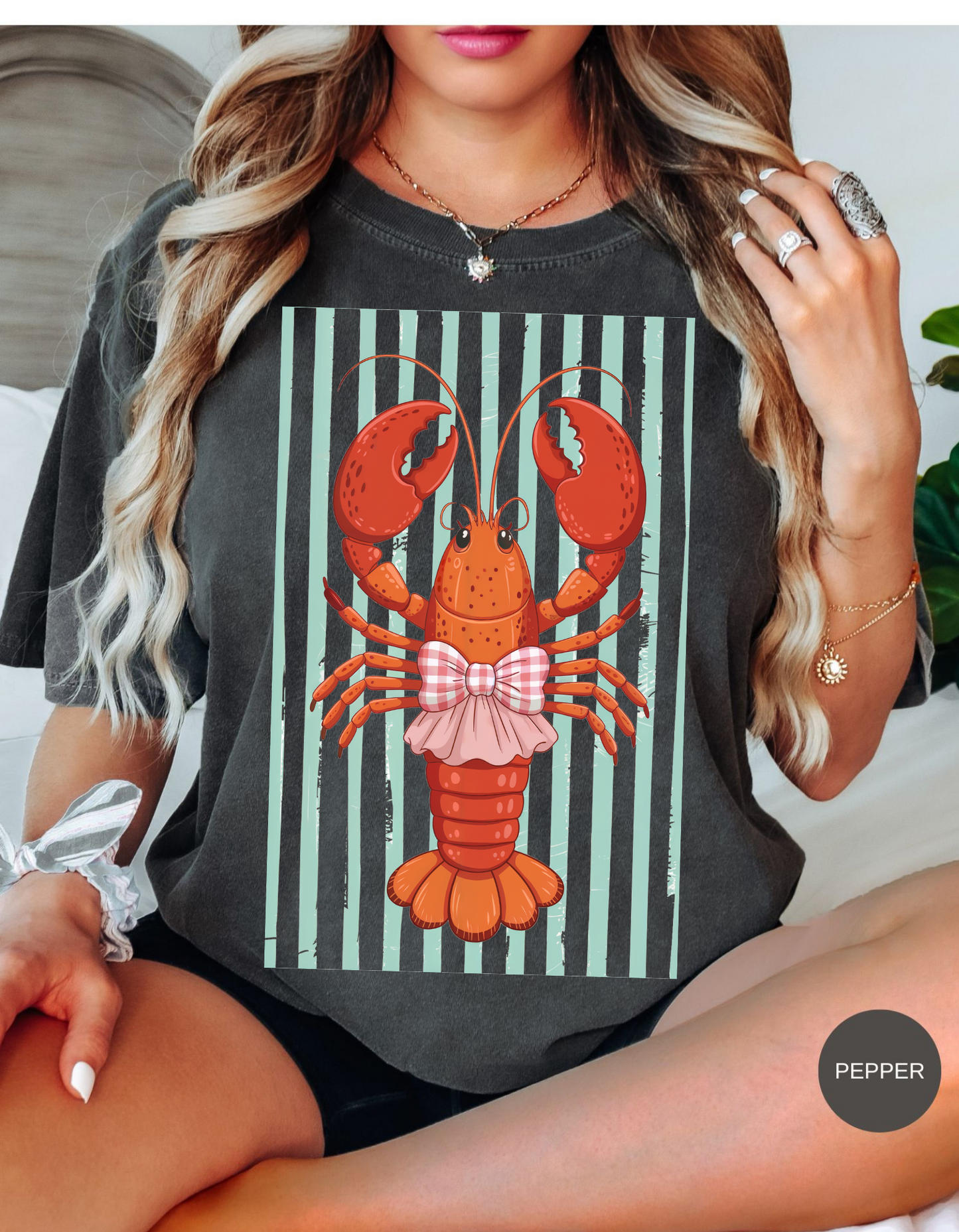 Clawfully Cute" Bow-Lobster Tee