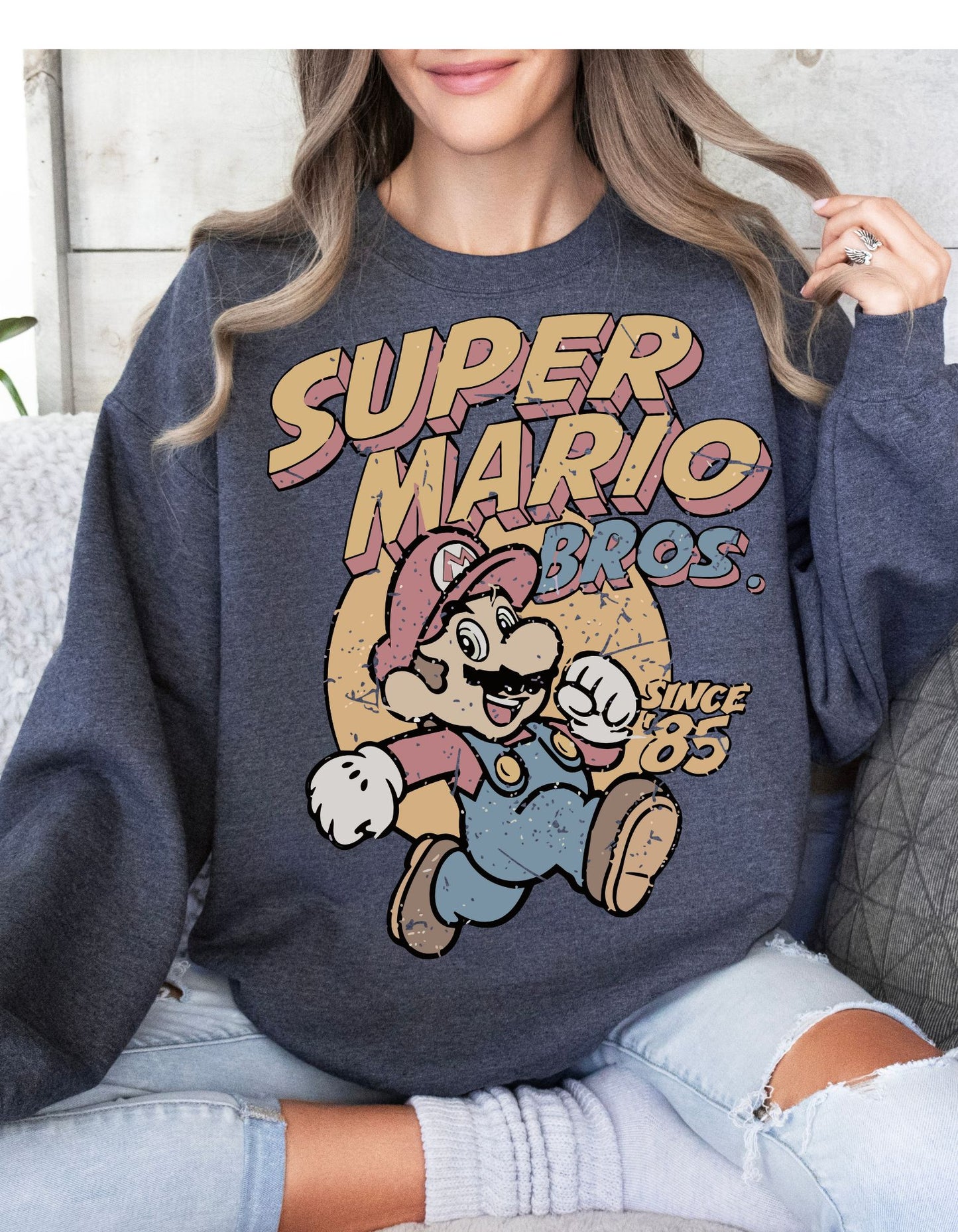 Retro 80s Supero Mario Bros Sweater - Nostalgic Gaming Chic