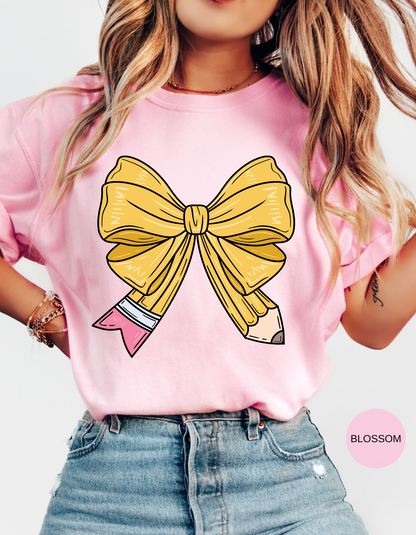 School Days Delight - Pencil Bow & Bus Tee