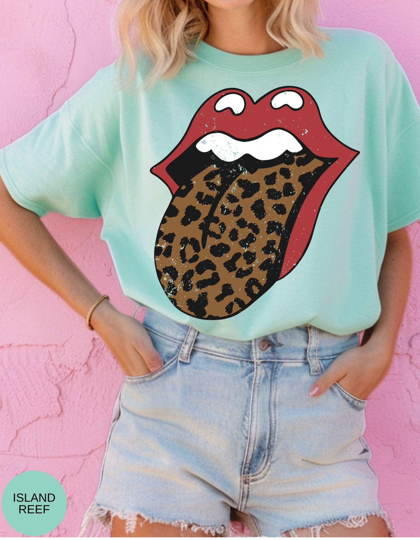 Wild Kiss Rocker Tee with Leopard Print Tongue