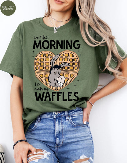 Waffle Mornings with Donkey: A Shrektacular Start to the Day Cotton Tee