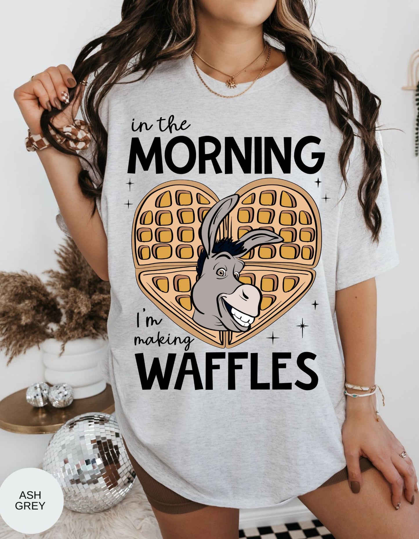 Waffle Mornings with Donkey: A Shrektacular Start to the Day Cotton Tee