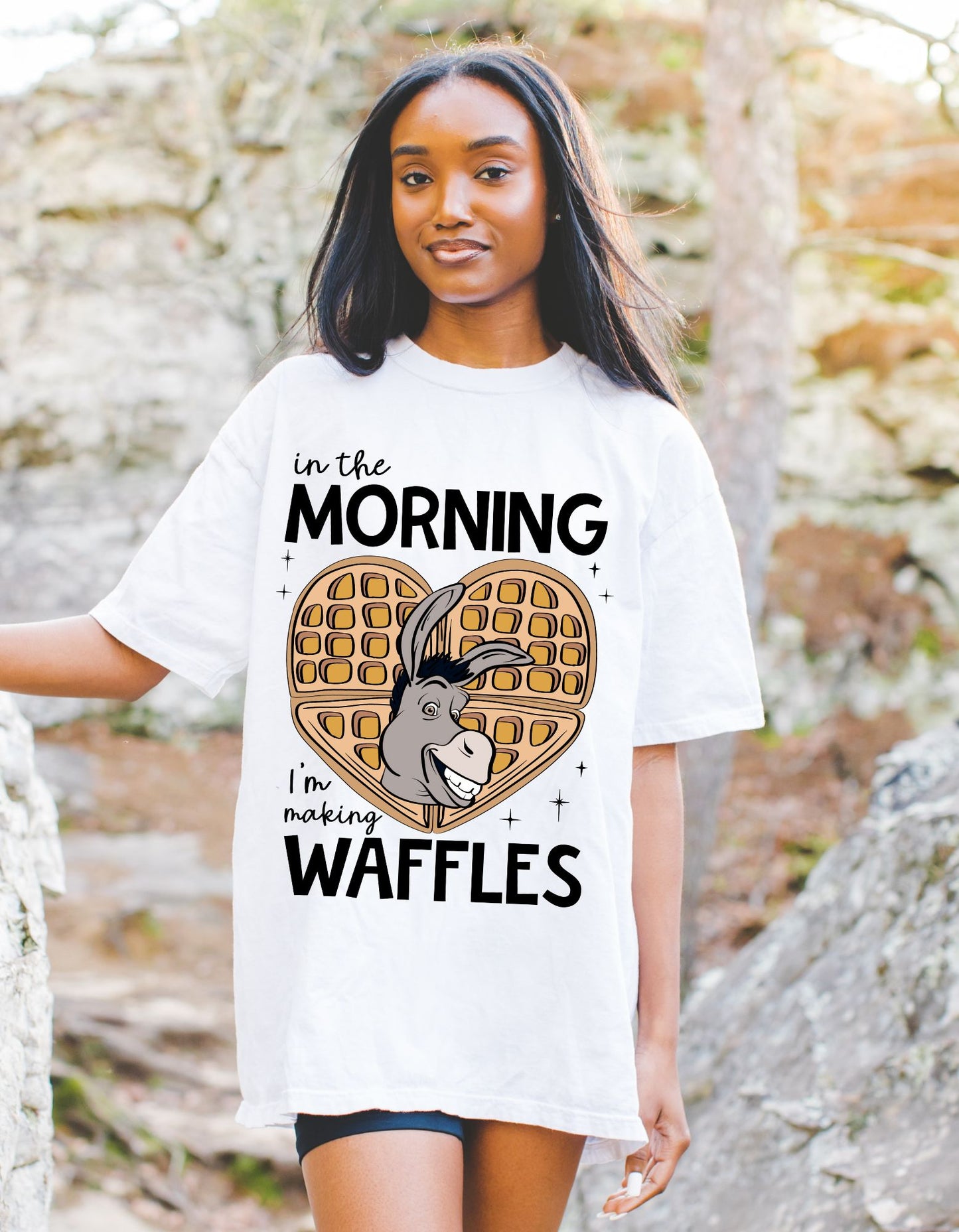 Waffle Mornings with Donkey: A Shrektacular Start to the Day Cotton Tee