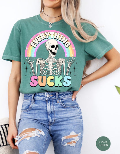 Rainbow Reaper Vibes Cotton Tee: When Everything Sucks but Your Style Doesn't!