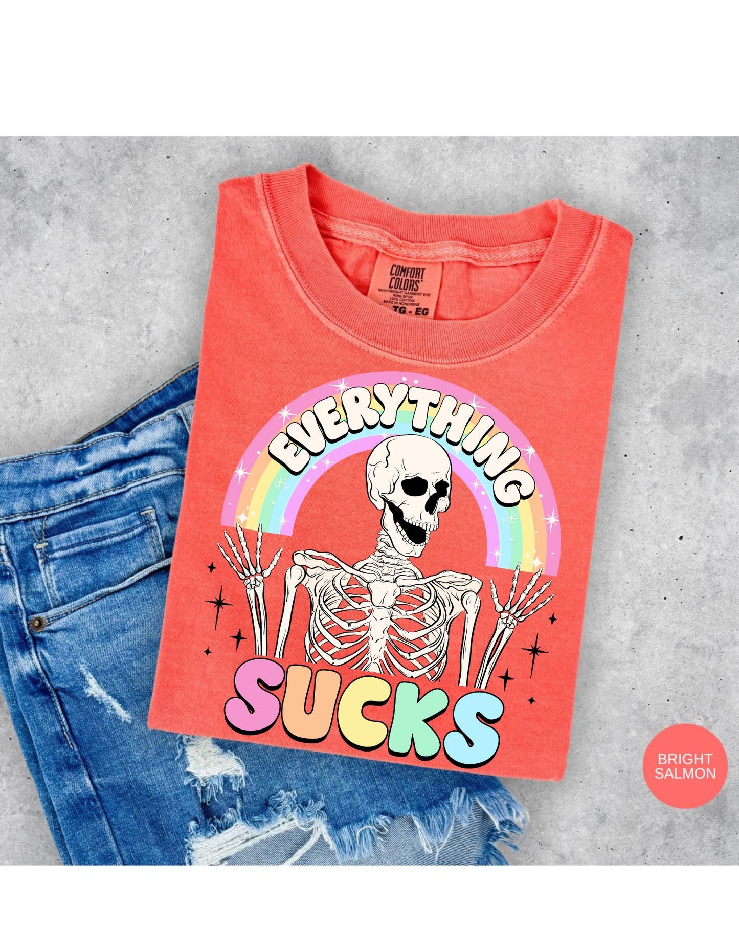 Rainbow Reaper Vibes Cotton Tee: When Everything Sucks but Your Style Doesn't!