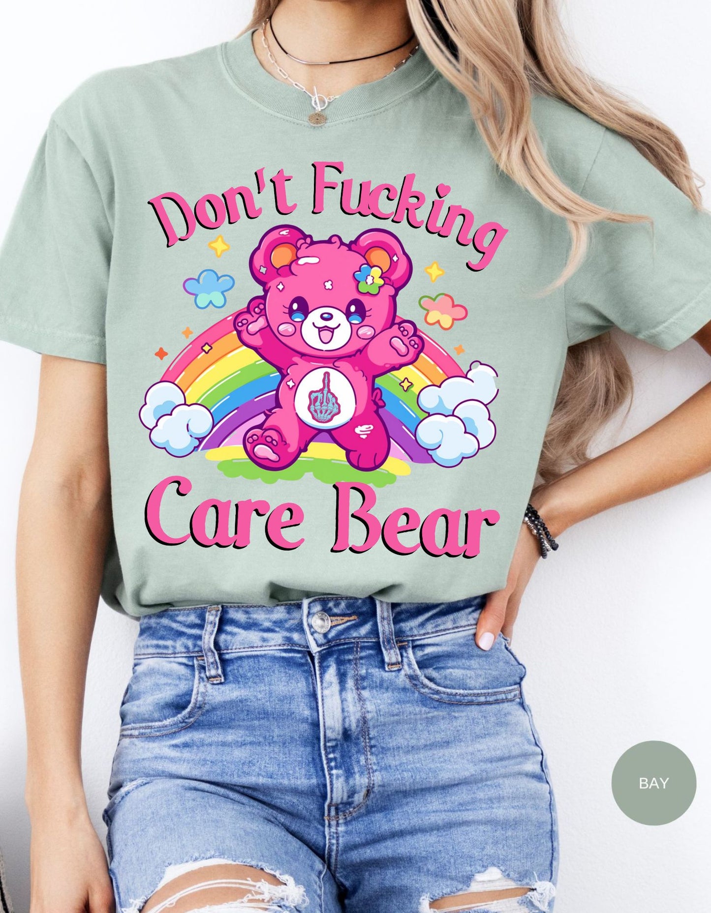 I Don't Care Bear Vibes: Rainbow Tee