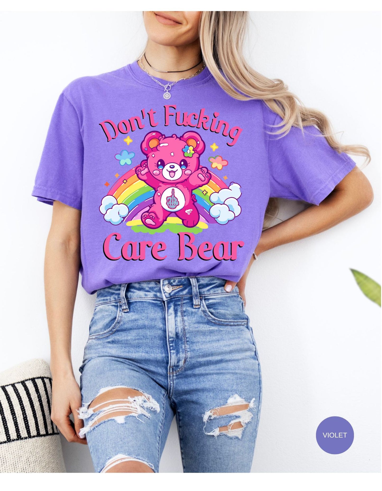 I Don't Care Bear Vibes: Rainbow Tee