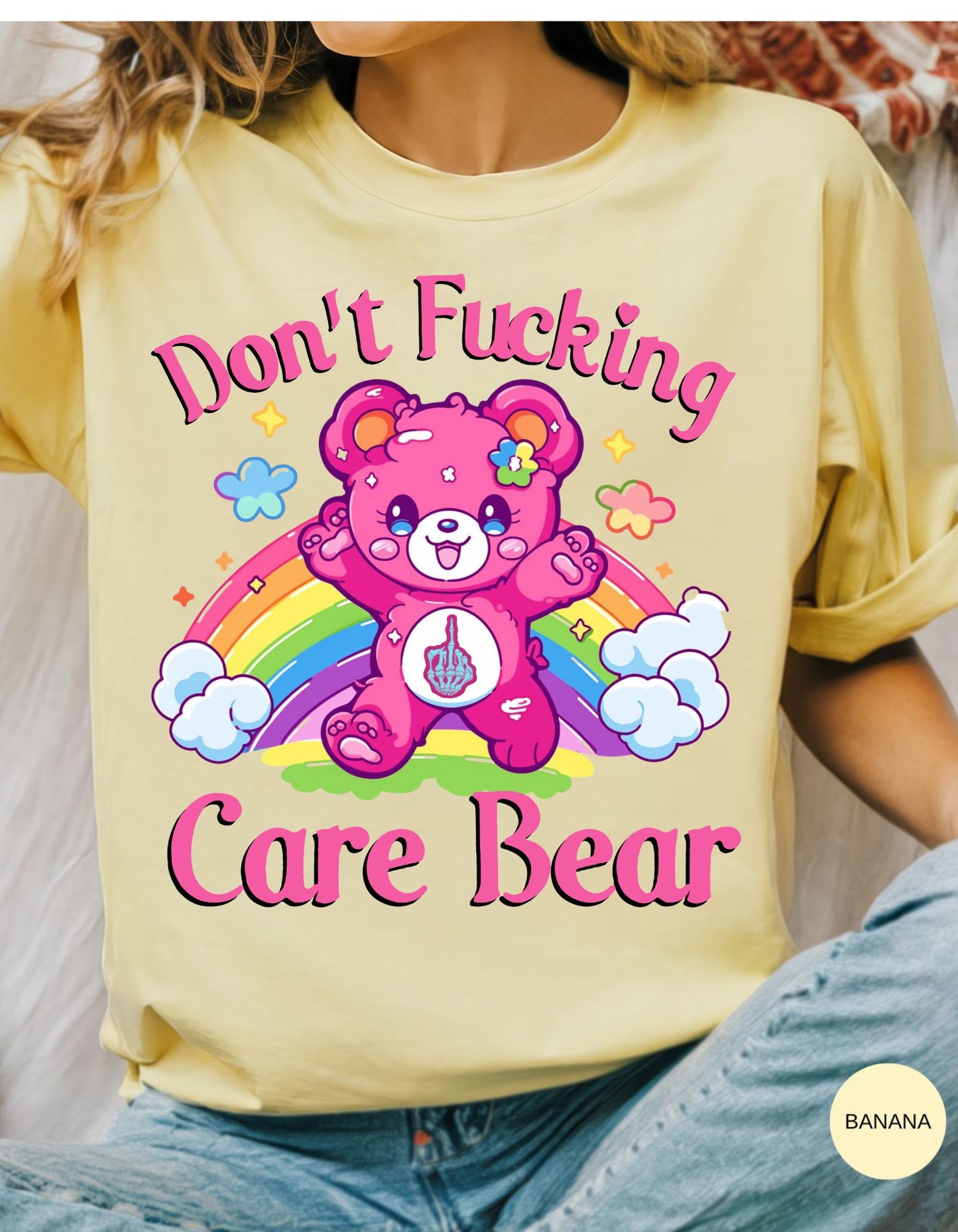 I Don't Care Bear Vibes: Rainbow Tee