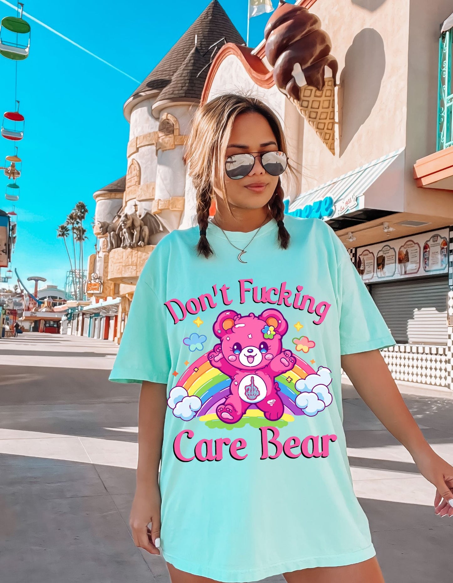 I Don't Care Bear Vibes: Rainbow Tee