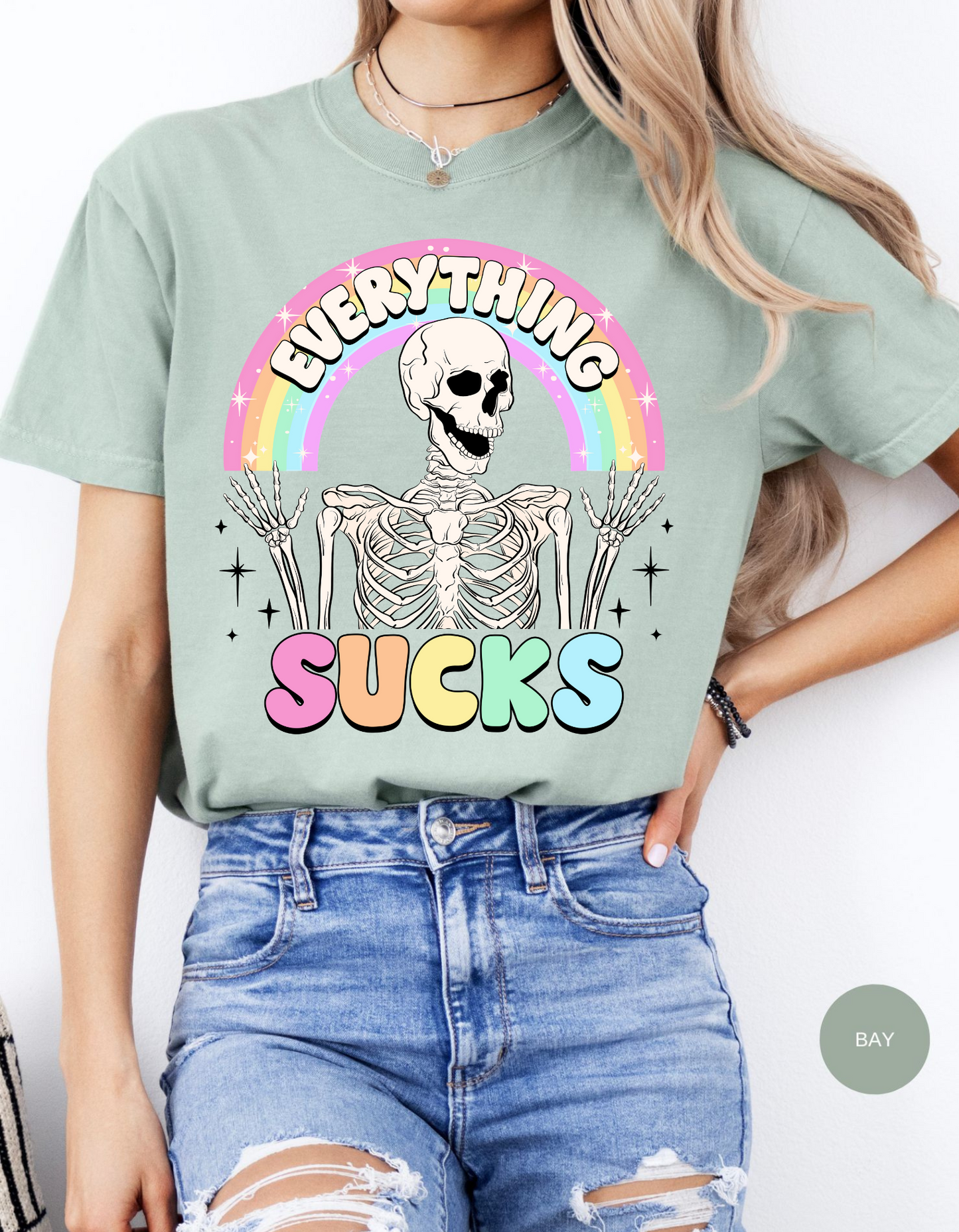 Rainbow Reaper Vibes Cotton Tee: When Everything Sucks but Your Style Doesn't!