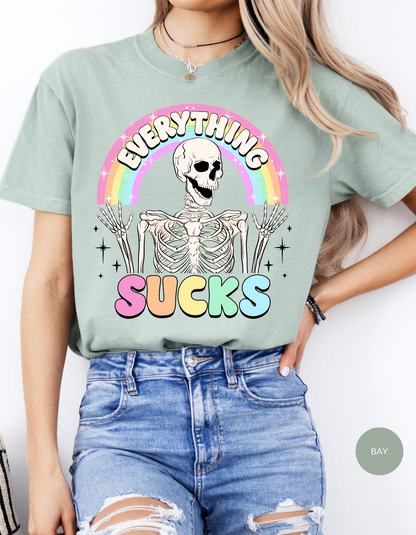 Rainbow Reaper Vibes Cotton Tee: When Everything Sucks but Your Style Doesn't!