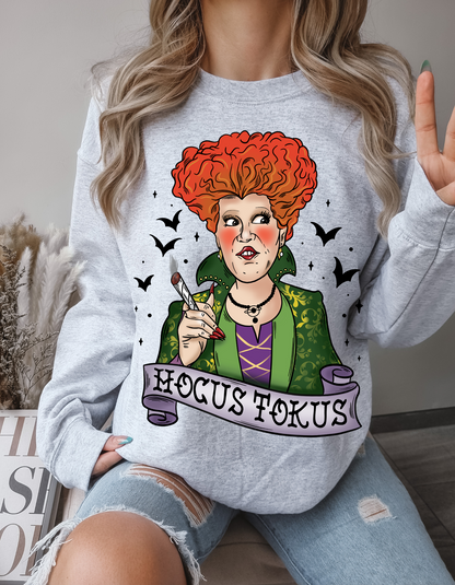 Hocus Tokus Halloween Sweater: High on Magic with the Red Headed Sister Witch!