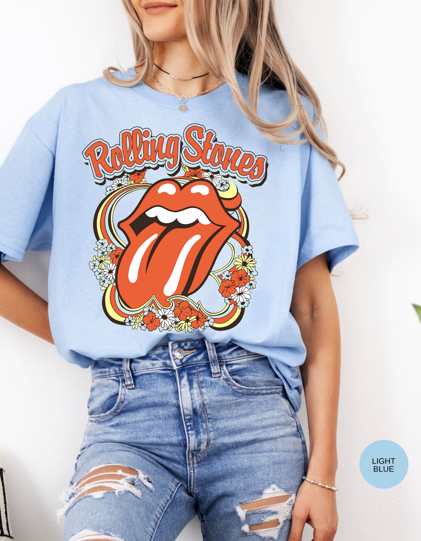 Vintage Flower Rolling Stone Tee