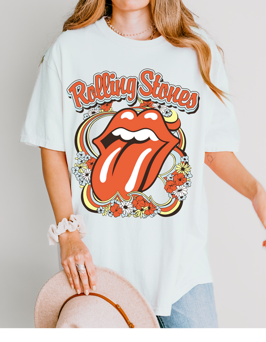 Vintage Flower Rolling Stone Tee