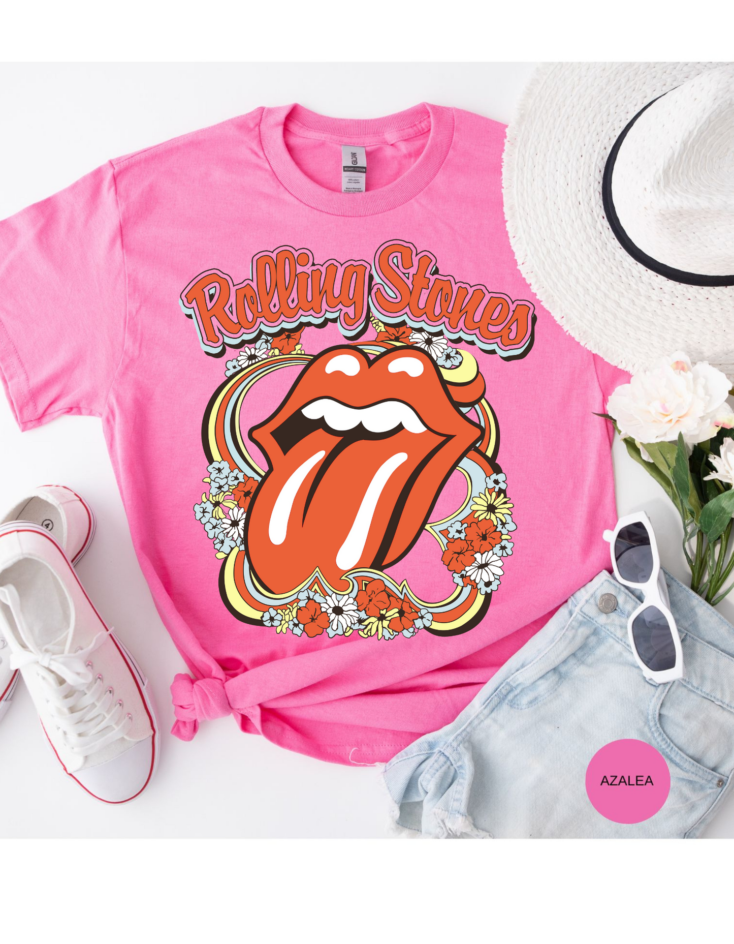 Vintage Flower Rolling Stone Tee