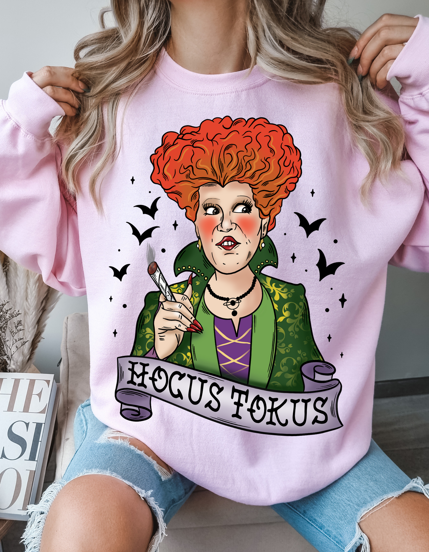 Hocus Tokus Halloween Sweater: High on Magic with the Red Headed Sister Witch!