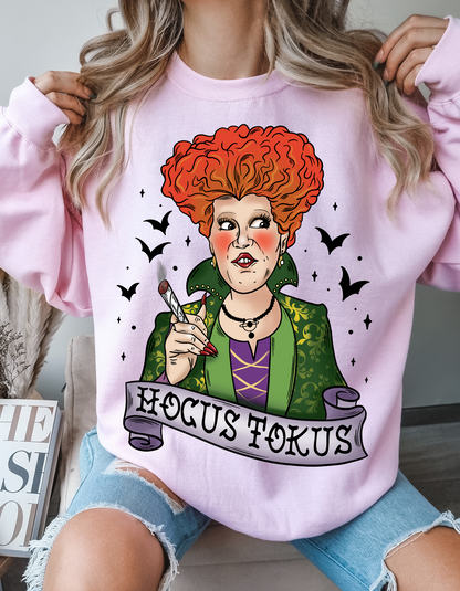 Hocus Tokus Halloween Sweater: High on Magic with the Red Headed Sister Witch!