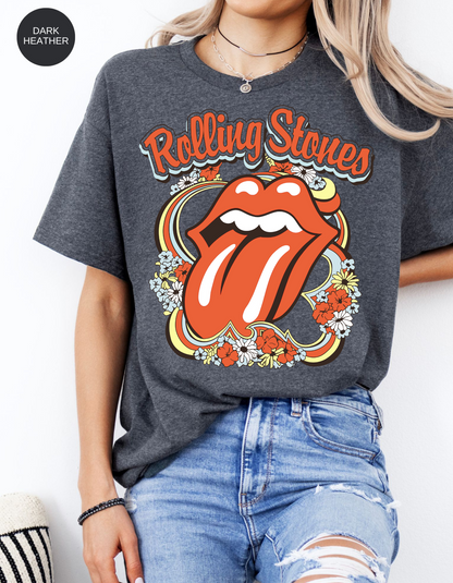 Vintage Flower Rolling Stone Tee