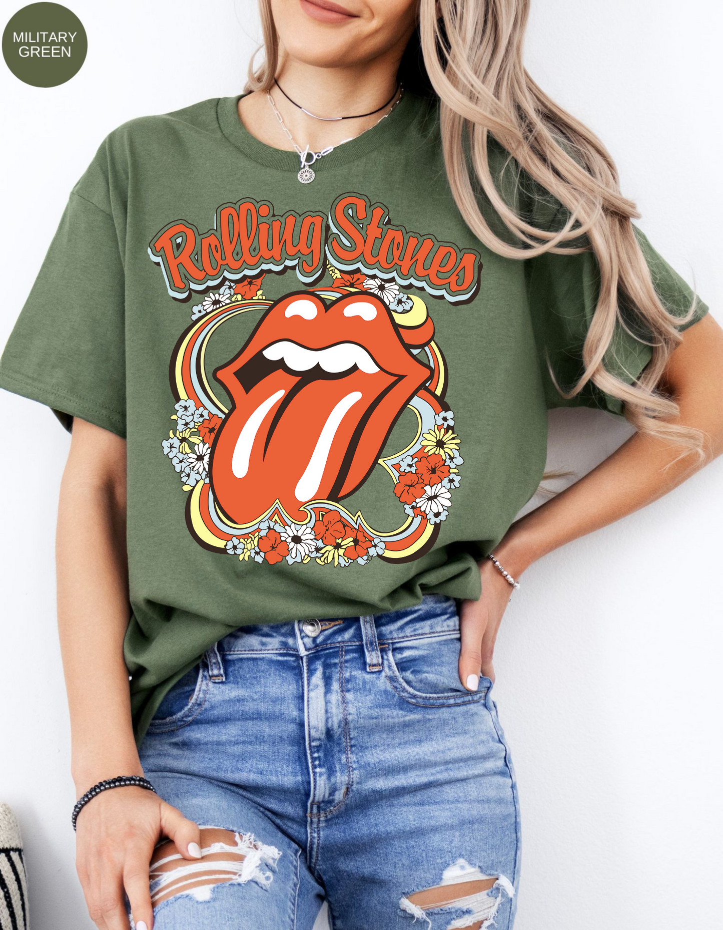 Vintage Flower Rolling Stone Tee