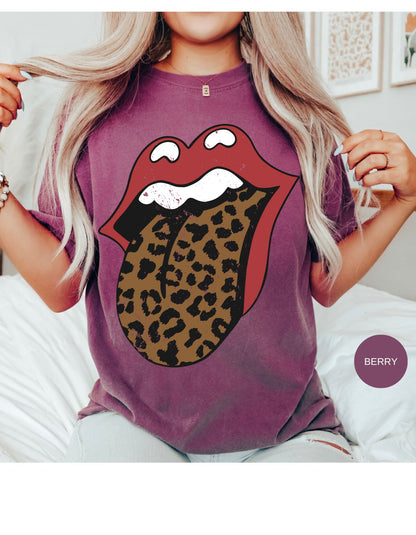 Wild Kiss Rocker Tee with Leopard Print Tongue