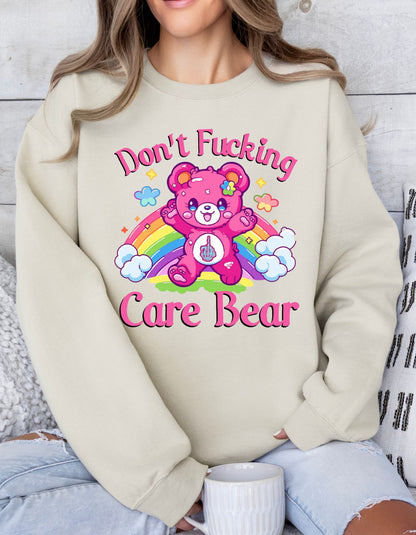 Don't F**** Care Bear Vibes Crewneck: Unleash Your Unbothered Attitude with Cozy Confidence!