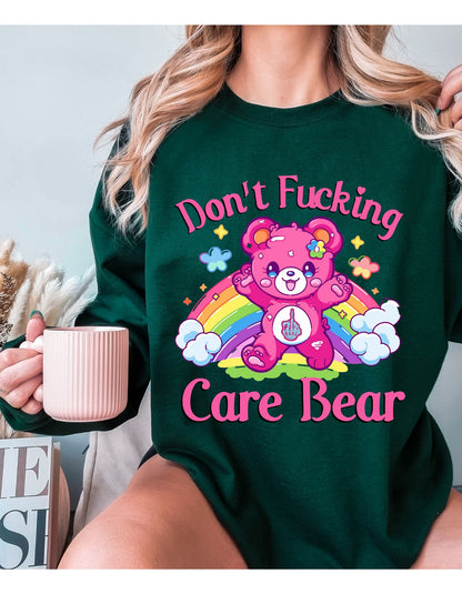 Don't F**** Care Bear Vibes Crewneck: Unleash Your Unbothered Attitude with Cozy Confidence!