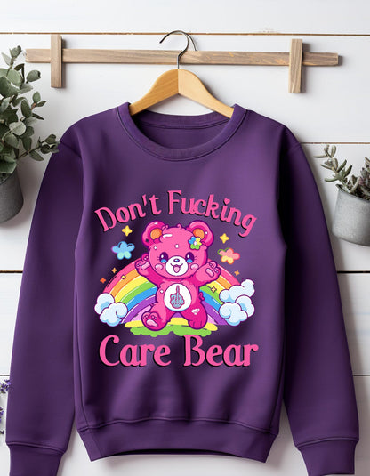 Don't F**** Care Bear Vibes Crewneck: Unleash Your Unbothered Attitude with Cozy Confidence!