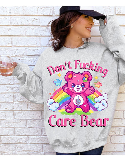 Don't F**** Care Bear Vibes Crewneck: Unleash Your Unbothered Attitude with Cozy Confidence!