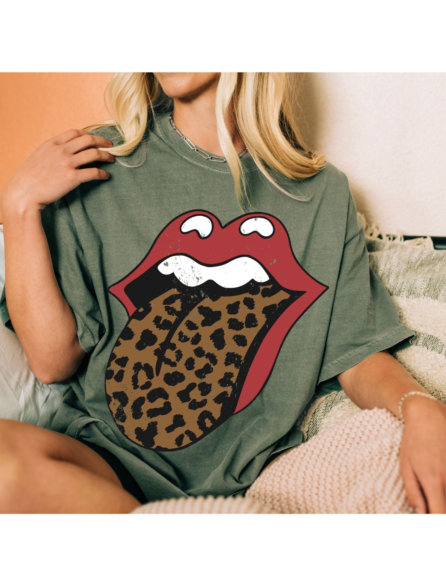 Wild Kiss Rocker Tee with Leopard Print Tongue