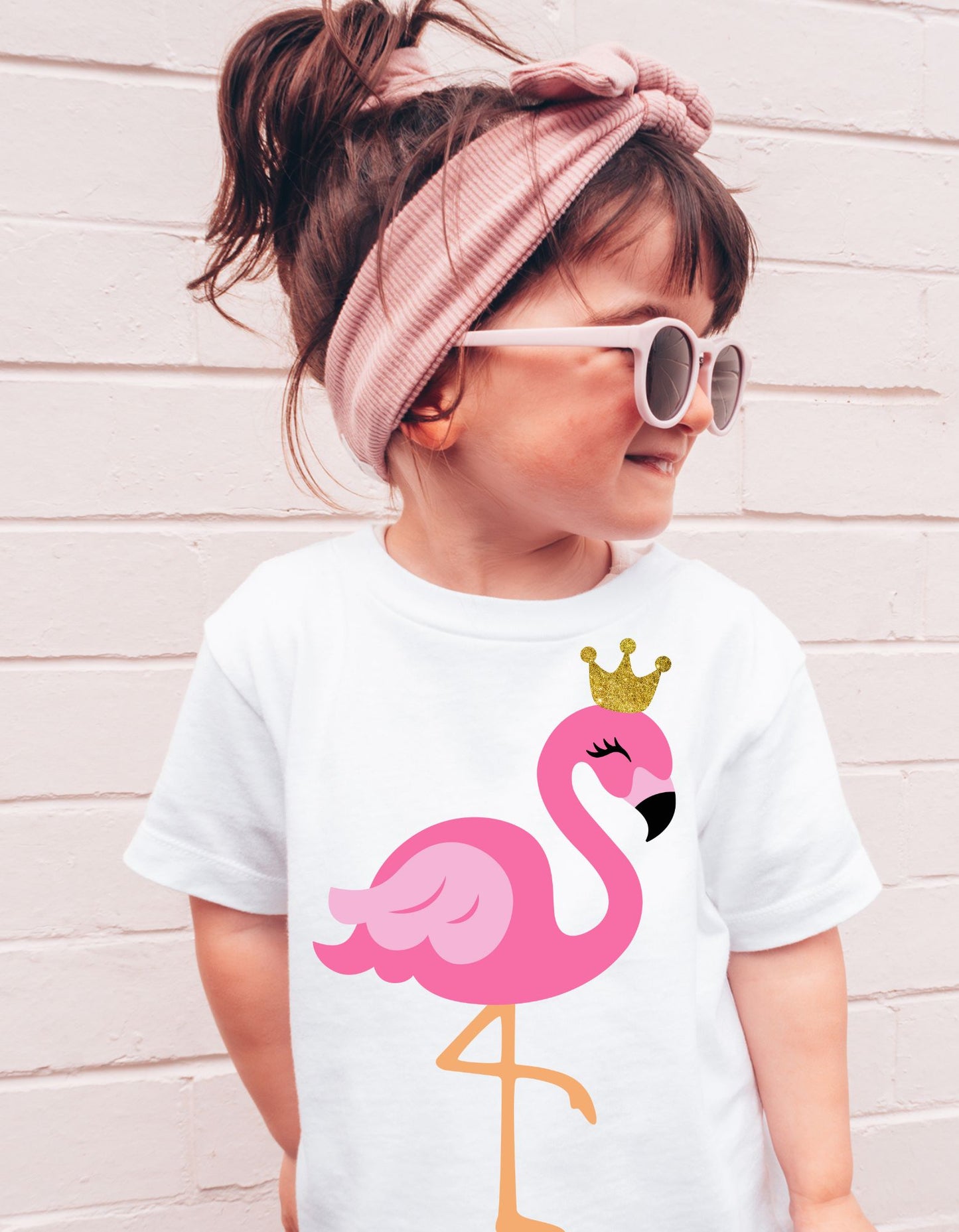 Regal Flamingo Kids' T-Shirt: Majestic Crown Edition